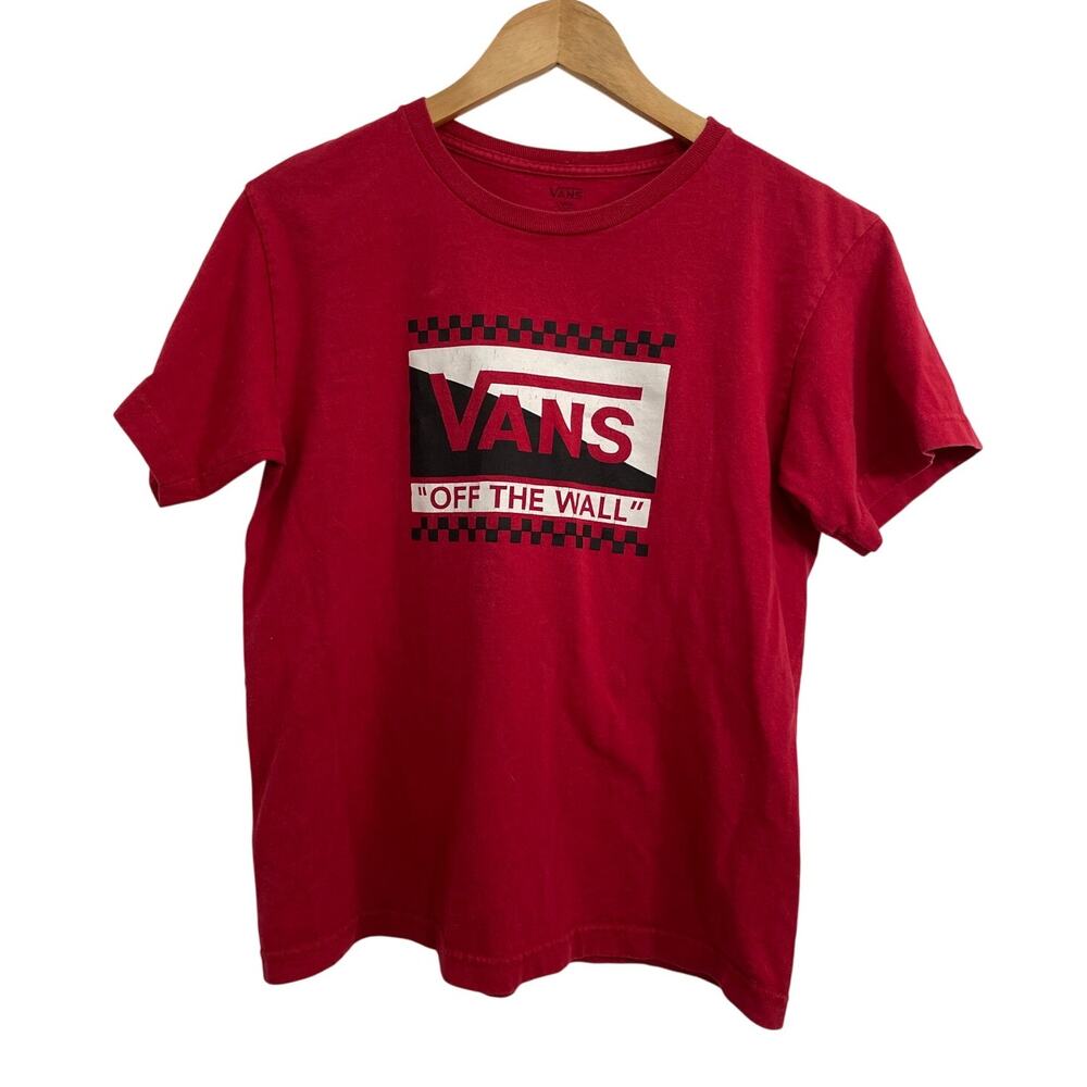 Vans “Off the Wall” Youth Checkered Tee Shirt Short Sleeve Red Large